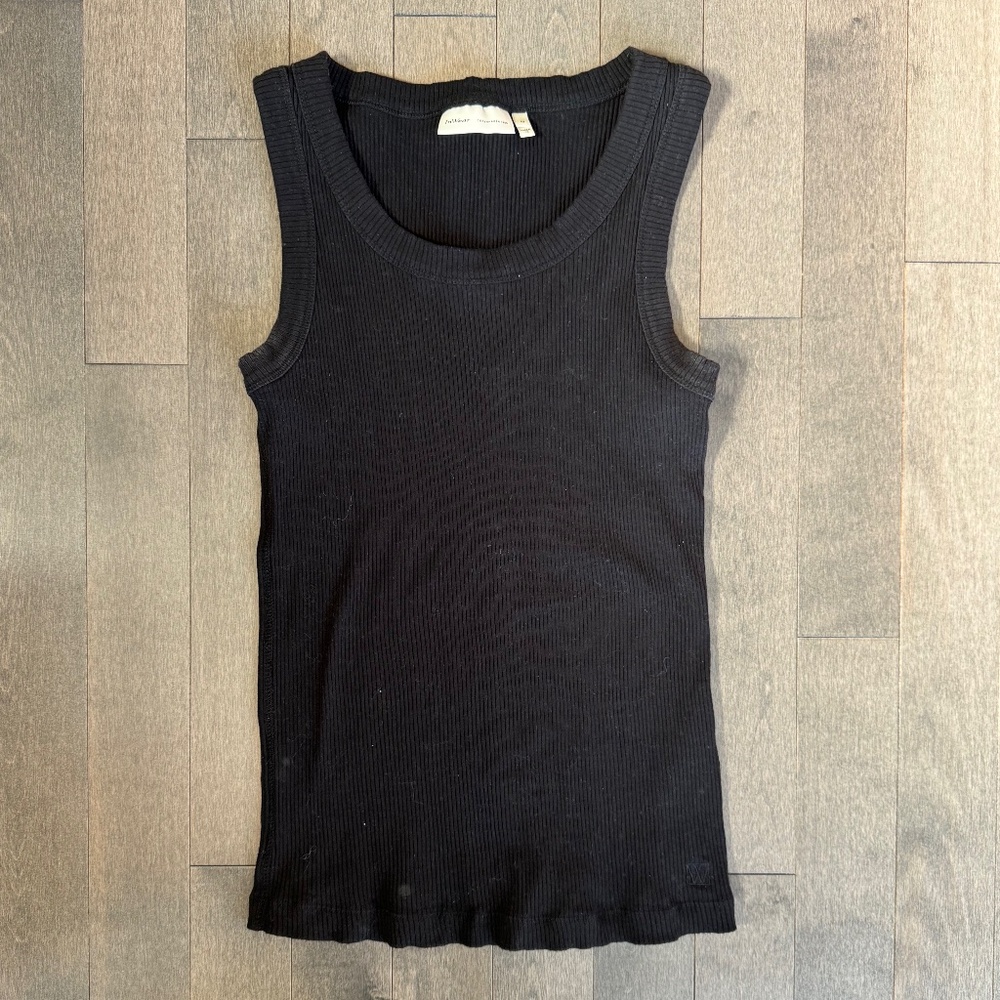In Wear copenhagen black ribbed cotton tank top size medium